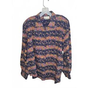 Vintage Elisabeth Liz Claiborne Floral Print Women's Blouse Size 16